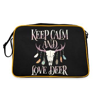 Hirschgeweih, Hirsche, Keep-Calm Spruch - Retro Tasche - Schwarz/Gold - Hinten
