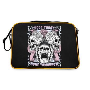 Conception de crâne de crâne avec motif de rose motif motard - Sac Retro - noir/or - Dos