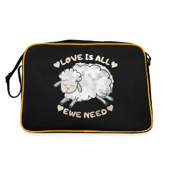 Schaf Schäfchen lustiger Spruch, Pun - Retro Tasche - Schwarz/Gold - Hinten