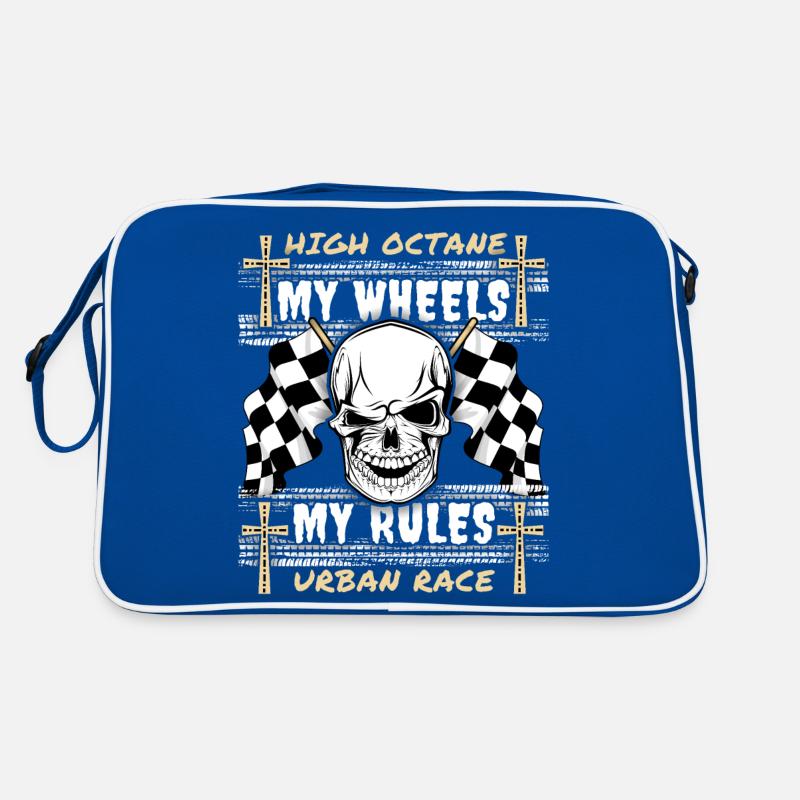 Crâne, Crâne, Course, Course automobile, Design de motard Sac Retro