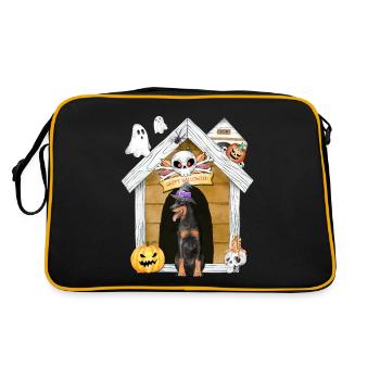 Halloween Dobermann Dog Witch - Retro Bag - black/gold - Back