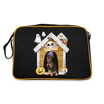 Halloween Rottweiler Dog Witch - Retro Bag - black/gold - Back