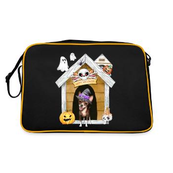 Halloween Chihuahua Dog Witch - Retro Bag - black/gold - Back
