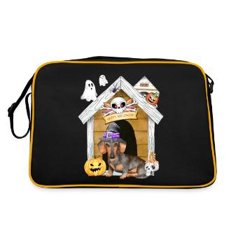 Halloween Dachshund Dog Witch - Retro Bag - black/gold - Back