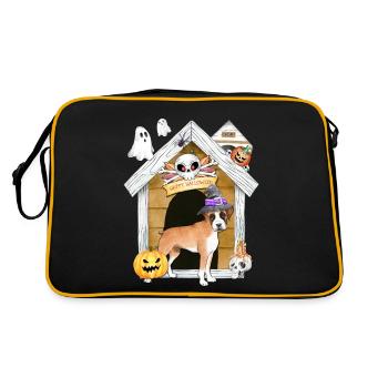 Halloween Boxer Dog Witch - Retro Bag - black/gold - Back