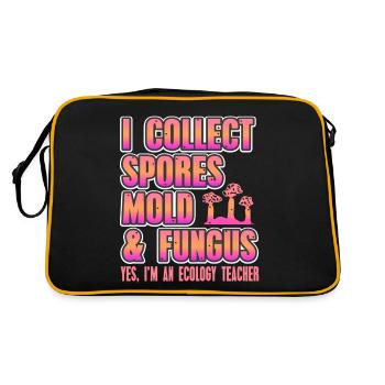 I Collect Spores Mold & Fungus Ecology Teacher - Retro Bag - black/gold - Back