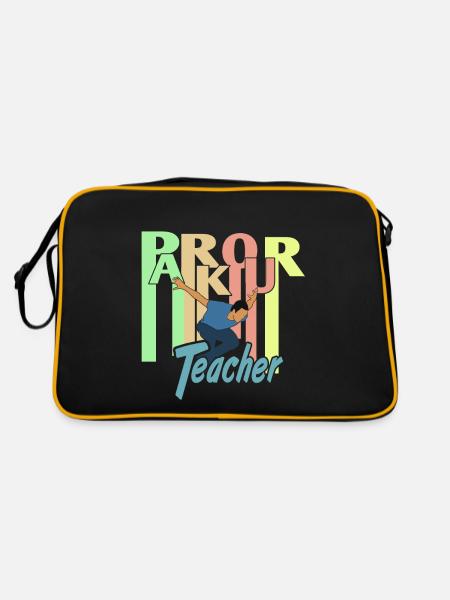 Retro PARKOUR Teacher Awesome Teacher Designs - Retro Tasche - Schwarz/Gold - Hinten