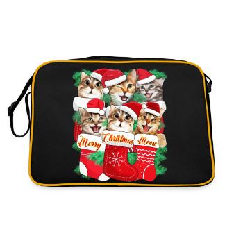 Weihnachtskatzen im Strumpf zu Weihnachten - Retro Tasche - Schwarz/Gold - Hinten