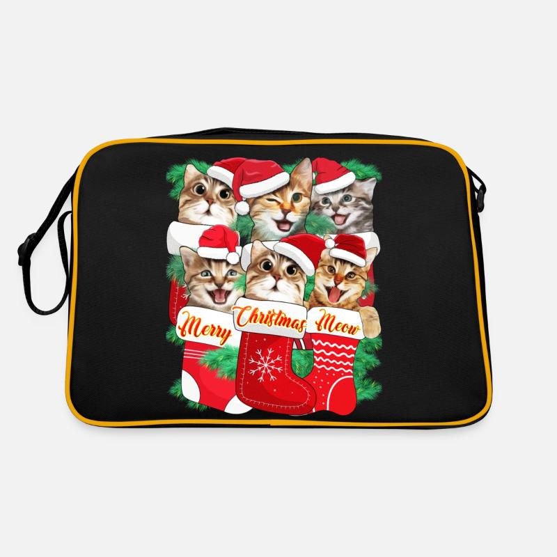 Xmas Cats inside Stocking for Christmas Retro Bag
