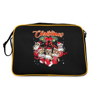 Chats de Noël - Chats mignons en bas de Noël - Sac Retro - noir/or - Dos