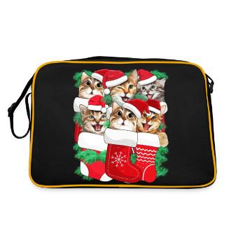 Famille Chats de Noël - Chat des fêtes de Noël - Sac Retro - noir/or - Dos