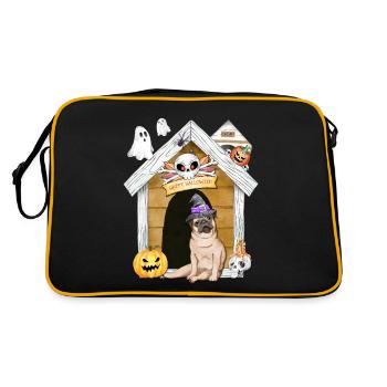 Halloween Pug Dog Witch - Retro Bag - black/gold - Back