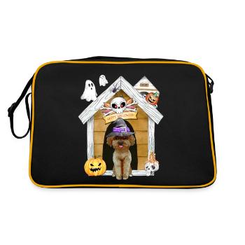 Halloween Poodle Dog Witch - Retro Bag - black/gold - Back