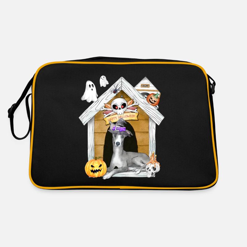 Halloween Windhund Hund Hexe Retro Tasche