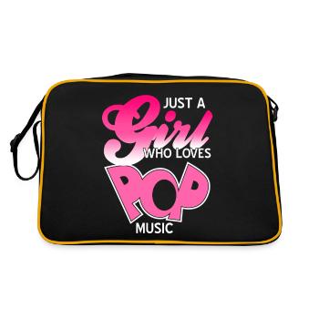 Just A Girl Who Loves Pop Music Cool Designs - Retro Tasche - Schwarz/Gold - Hinten
