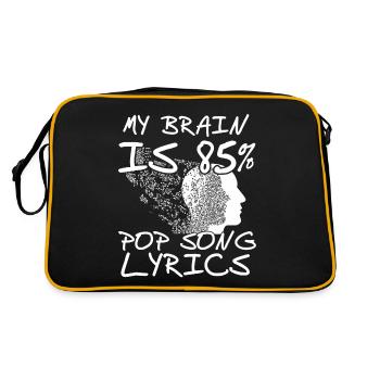 My Brain Is 85% Pop Song Lyrics Cool Designs - Retro Tasche - Schwarz/Gold - Hinten