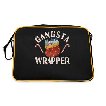 Gangsta Wrapper Funny Weihnachten Urlaub Saison - Retro Tasche - Schwarz/Gold - Hinten