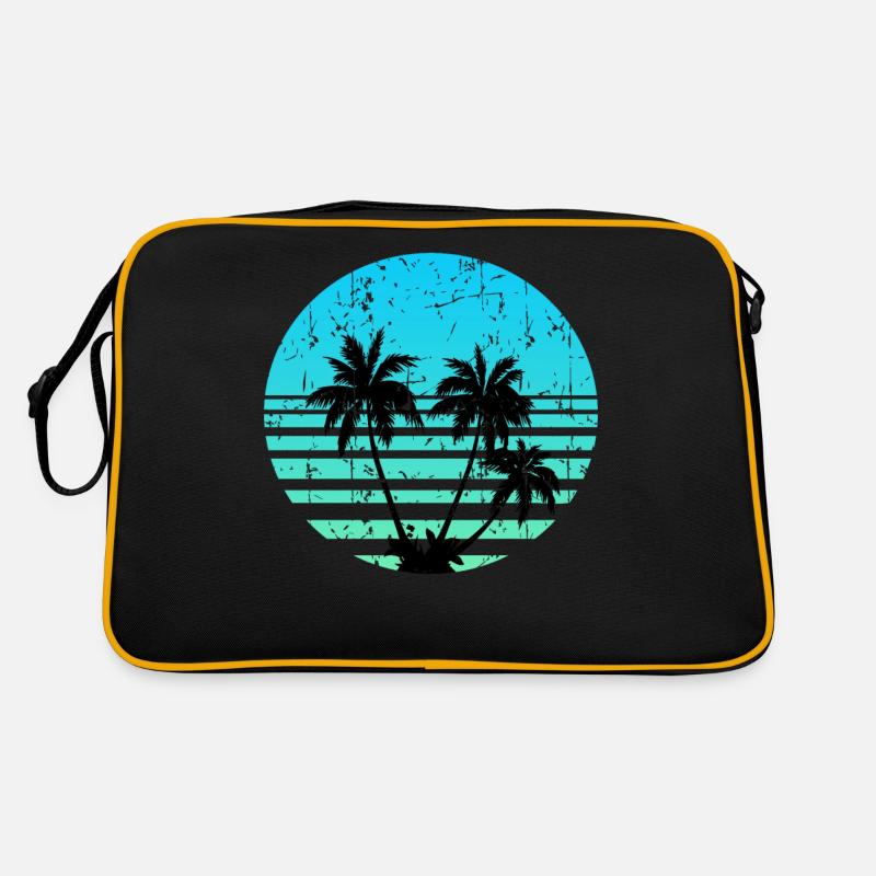 Palmen Retro Sonne - Retro Tasche - Schwarz/Gold