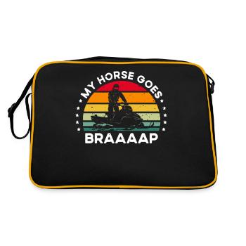 Snowmobile riding My horse goes Braaaap - Retro Bag - black/gold - Back