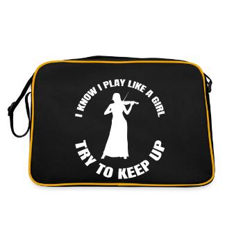 Violin Woman Music Violin Player Orchestra Violin - Retro Bag - black/gold - Back