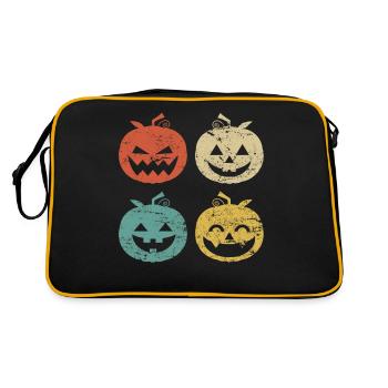 Vintage Kürbis Jack O Lantern Kostüm Halloween - Retro Tasche - Schwarz/Gold - Hinten