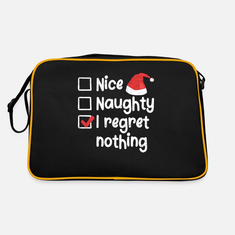 Nice Naughty I Regret Nothing Christmas List Retro Bag
