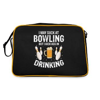 May Suck At Bowling But I Kick Ass In Drinking - Retro Bag - black/gold - Back