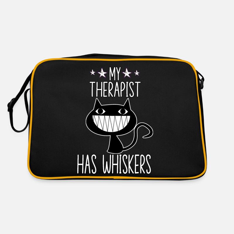 Mein Therapeut hat Schnurrhaare Katzenspruch Katze Retro Tasche