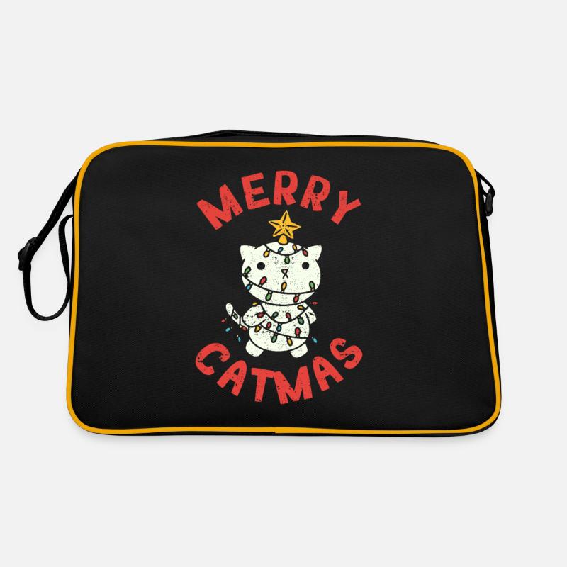 Drôle de chat Arbre de Noël Les chats aiment Noël Sac Retro
