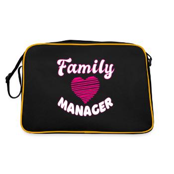 Family Institution Manager Mom pinkes Herz Mutter - Retro Tasche - Schwarz/Gold - Hinten