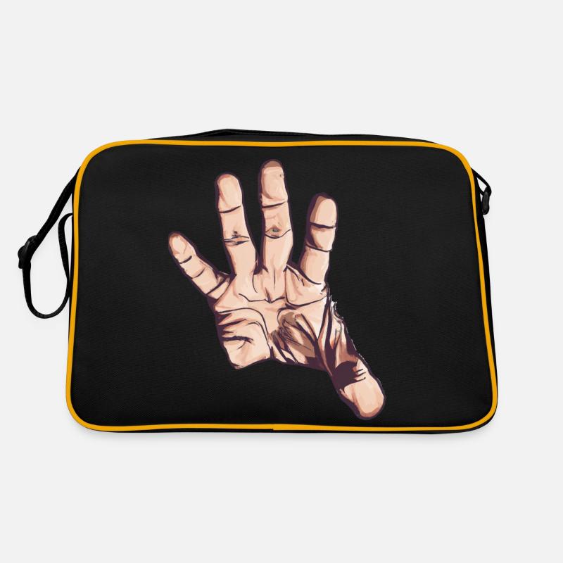 Hand grasping / stretching out, Vector Art Retro Bag