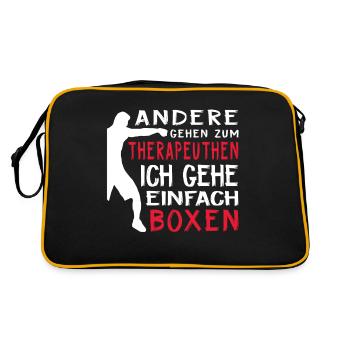 Lustiger Boxer Therapeut Boxer Sport Spruch - Retro Tasche - Schwarz/Gold - Hinten