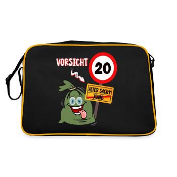 geburtstag alter sack 20 jahre - Retro Tasche - Schwarz/Gold - Hinten