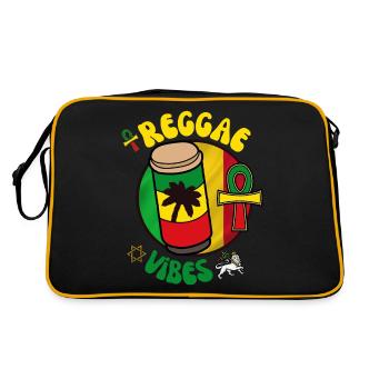 REGGAE VIBES RASTA SYMBOLE - Retro Tasche - Schwarz/Gold - Hinten