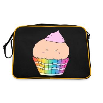 Grumpy Cupcake Print - Retro Tasche - Schwarz/Gold - Hinten