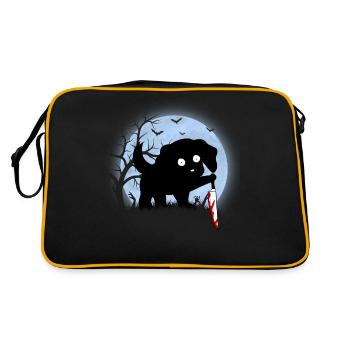 Drôle de chien mignon d’halloween noir avec couteau lune - Sac Retro - noir/or - Dos