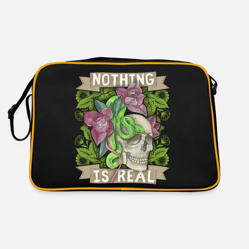 Crâne avec serpent et fleurs, dicton drôle Sac Retro