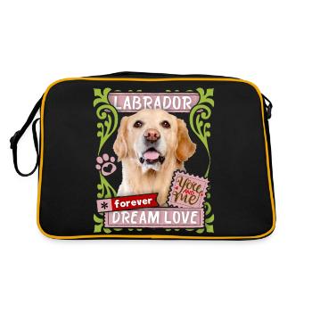 Labrador-Rassehund, Hund Spruch Forever-Dream-Love - Retro Tasche - Schwarz/Gold - Hinten