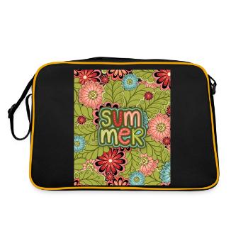 Summer, Pattern, Floral Pattern, Summer Pattern - Retro Bag - black/gold - Back