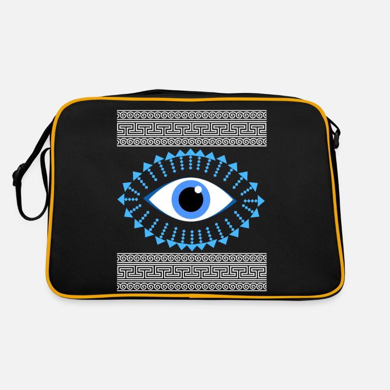 Antikes griechisches Mäander blaues Auge Retro Tasche
