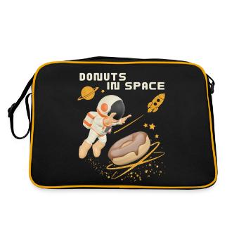 Donut-Space, Donuts-im-Weltall, lustiger-Astronaut - Retro Tasche - Schwarz/Gold - Hinten