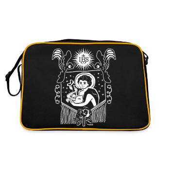 Jésus-Christ, art populaire, IHS, Jésus avec des brebis - Sac Retro - noir/or - Dos
