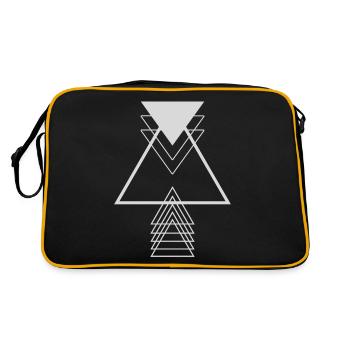Dreiecke Grau Moderne minimalistische Geometrie Supe - Retro Tasche - Schwarz/Gold - Hinten