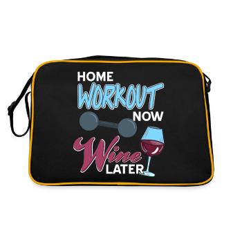 Home Workout Now Wine Later Funny Wine Lover - Retro Bag - black/gold - Back