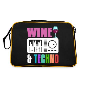 WINE & Techno Awesome Retro Designs T-Shirt - Retro Bag - black/gold - Back