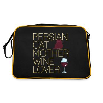 Persian Cat Mother Wine Lover Cute Designs - Retro Bag - black/gold - Back