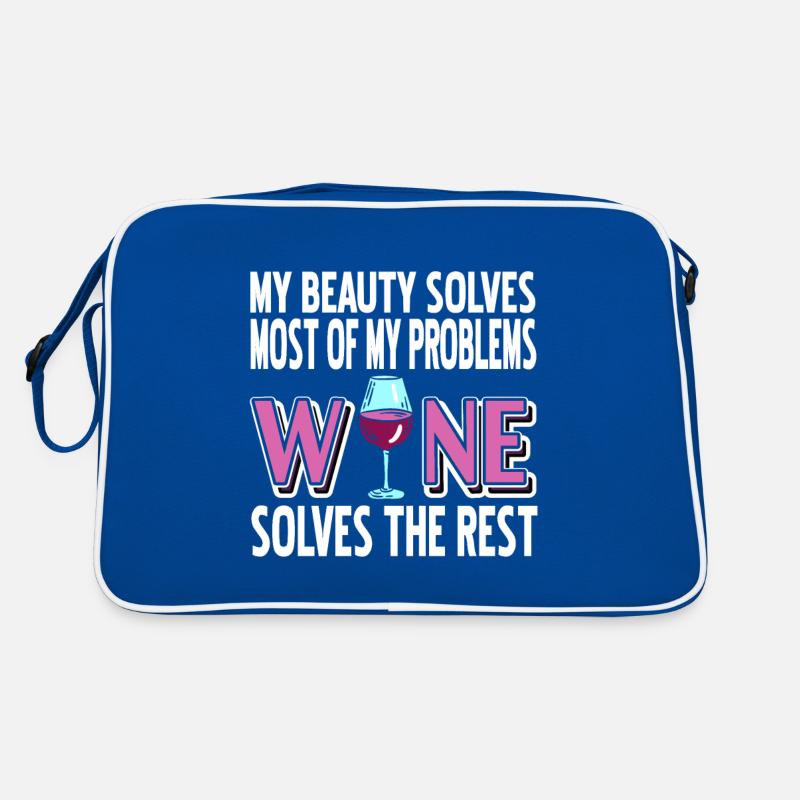 Wine Solves Problem Funny Wine Lover T-Shirt Retro Tasche