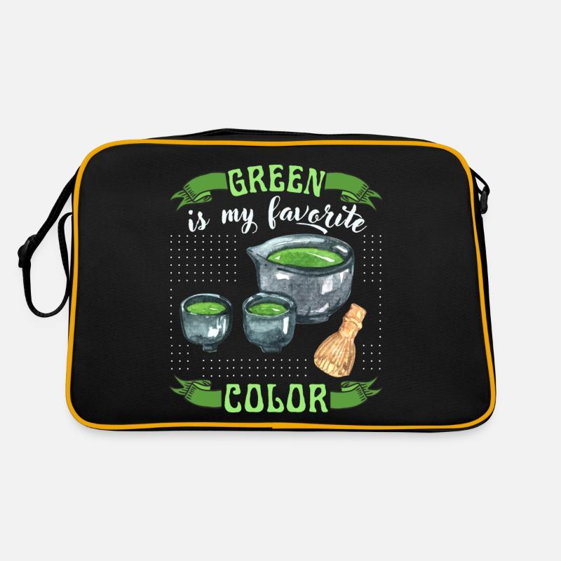 Matcha Tea, Green Tea, Funny Saying - Retro Bag - black/gold