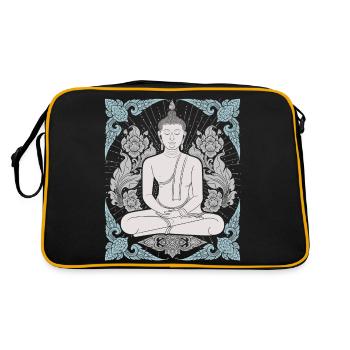 Bouddhisme Thaï-Bouddha Méditation-Bouddha Thaïlande - Sac Retro - noir/or - Dos