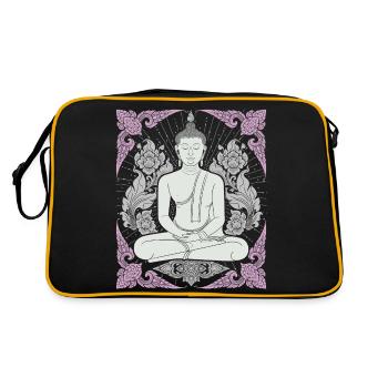 Bouddhisme Thaï-Bouddha Méditation-Bouddha Thaïlande - Sac Retro - noir/or - Dos